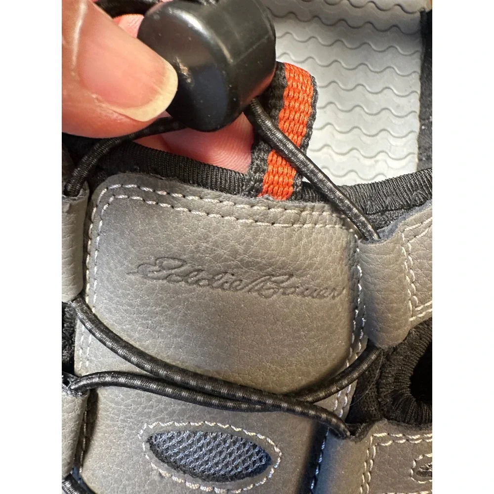Eddie Bauer Tommy Mens 13 Grey Leather Sport Sandals Closed Toe Hiking Trail